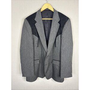 Circle S Western Blazer 44L USA Gray‎ Suede Yoke Rodeo Cowboy Jacket